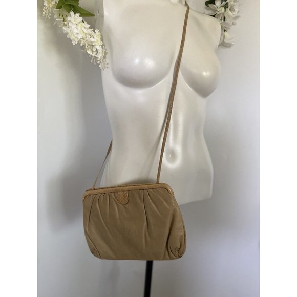 Vintage‎ Tan Morris Moskowitz Leather Reptile Convertible Clutch Crossbody Bag - Picture 12 of 12